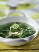Greens and chicken broth