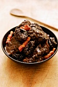 Daube cooked with red wine,prunes and bacon