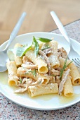 Rigatonis with rabbit,rosemary and parmesan
