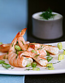 Shrimps with celery and dill