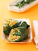 Stuffed chard rolls with chickpeas