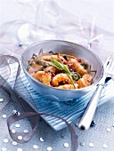 Shrimps with pink peppercorns and tarragon