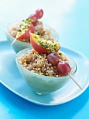 Pistachio Tabbouleh with a grape and apple brochette