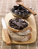 Milk chocolate paste spread on bread