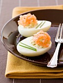 Mimosa eggs with salmon and capers