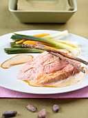 Veal with cocoa and licorice creamy sauce