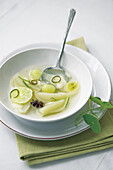 Lime,cucumber and shallot soup