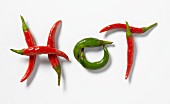"""Hot"" written with peppers"
