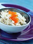 Grated celery salad with salmon roe