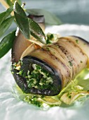 Aubergine rolls with herbs