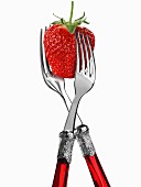 Two forks with strawberry