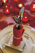 Cutlery on Christmas table presentation