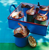 Grilled prawns in cups