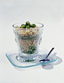 Quinoa salad with broad beans and peas