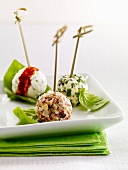 Different flavored Fromage frais appetizers