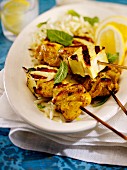 Grilled chicken and tofu skewers