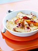 Peach and finely sliced almond Clafoutis