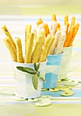 Selection of different flavored bread sticks