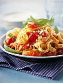 Tagliatelles with cherry tomato and basil sauce