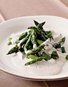 Green asparagus with herb foam