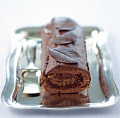 Rolled chocolate log cake
