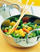 Vegetables cooked in a wok