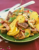 Pan-fried duck and sauteed potatoes