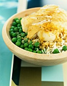 Cod with curry and peas