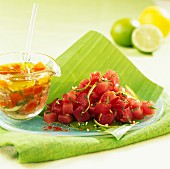 Tuna Tartare with fleur de sel sea salt and lime