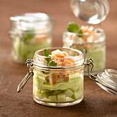 Cream of avocado with diced apple and crab meat