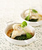 Fish with soya sauce with spinach