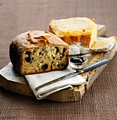Black olive and feta bread loaf and pumpkin bread loaf