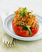 Red pepper stuffed with basmati rice