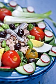 Mediterraner Salat mit Thunfisch, Anchovis und Ei
