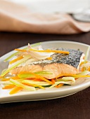 Oven-baked salmon with vegetables