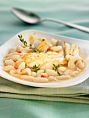 White bean stew with squid and littleneck clams