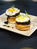 Quail's egg and caviar canapés