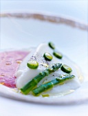 Savory Panacotta with green asparagus