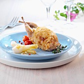 Quail with apple-flavored french dressing