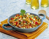Pan-fried diced potatoes with vegetables and bacon