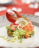 Pan-fried vegetables with lobster