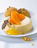 Panacotta with apricots,honey and lavander cookies