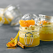 Cinnamon-flavored orange mousse,clementine jelly with ginger