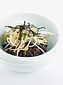 Black rice risotto with beansprouts