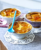 Individual apricot batter puddings