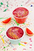 Grapefruit and beetroot smoothie with pollen and ginger