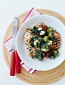 Grilled chicken,zucchini and olive salad