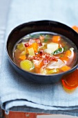 Vegetable and streaky bacon soup