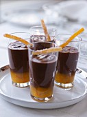 Orange marmelade and chocolate cream desserts