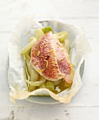 Red mullet and fennel cooked in wax paper